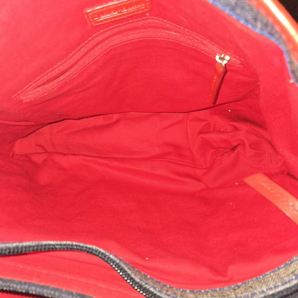 Dooney & Bourke Blue Canvas Tote Bag Red Trim Good Condition - Picture 7 of 15